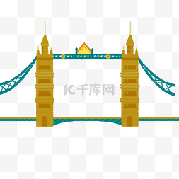 黄色的伦敦桥手绘插画