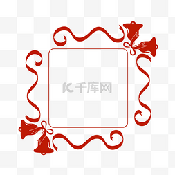 新年蝴蝶结边框图片_节日氛围红色蝴蝶结铃铛二维码边