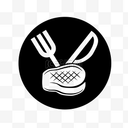 矢量图圆形刀叉牛排logo