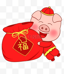 金猪福猪图片_猪年新年2019农历新年金猪福袋红