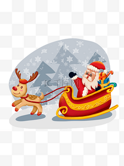 麋鹿雪橇圣诞老人图片_卡通送礼物的圣诞老人圣诞节麋鹿