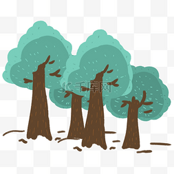 森林手绘树枝插画