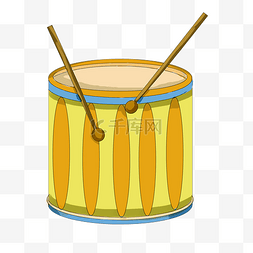 动感架子鼓矢量素材图片_手绘黄色的架子鼓插画