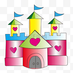 红心装饰城堡插画