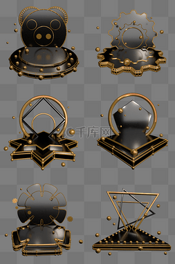C4D酷炫黑金风装饰舞台合集