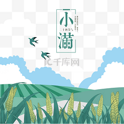 稻谷海报图片_小满节气稻田燕子