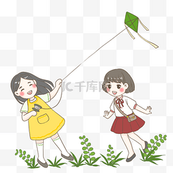 清明节快乐图片_踏青放风筝PNG