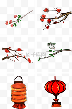 中国风手绘水墨花