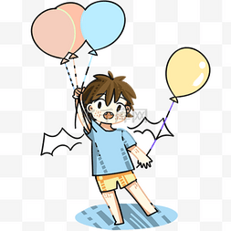 儿童节手绘气球图片_六一儿童节玩气球插画