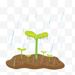 土壤嫩芽图片_手绘雨水发芽插画