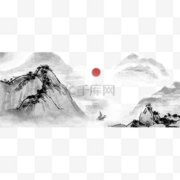 水彩风矢量图片_中国风水墨风格古风古典山水矢量