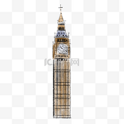 手绘建筑图片_英国旅游大本钟建筑