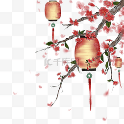 中国风红色海棠喜庆灯笼