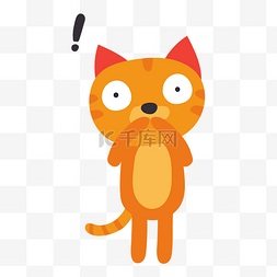 惊讶猫咪图片_手绘惊讶的橘色猫咪