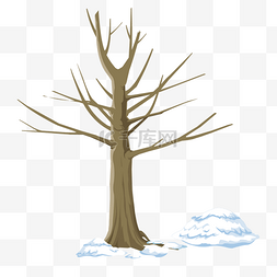 雪地上高大枯树树木树杆矢量