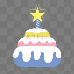 生日蛋糕图标图片_星星蜡烛生日蛋糕彩色卡通插画