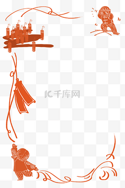 红色年年有余图片_春节过年边框装饰海报网页
