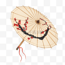 古典花鸟素材图片_油纸伞梅花中国古典风PNG