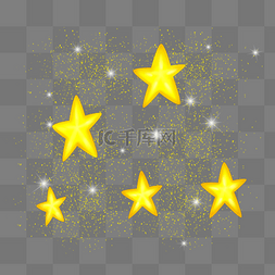 夜景星空图片_卡通金色闪烁星星PNG图案