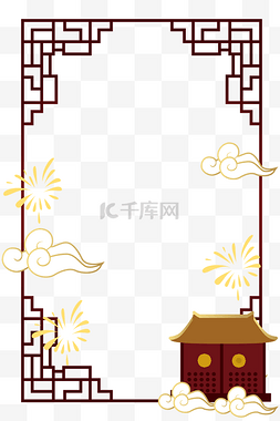 扁平风新年素材图片_春节新年中国风矢量边框