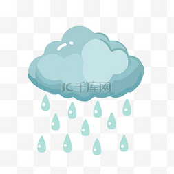 蓝色雨滴图片_手绘云朵雨水插画