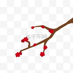 古典风格手绘图片_植物手绘红色梅花