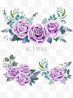 玫瑰花紫色唯美小清新免扣元素