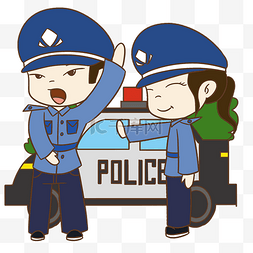 交警执勤图片_交通安全手绘交警