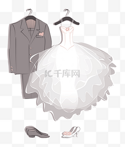 婚纱矢量图片_新人婚纱礼服西装矢量图