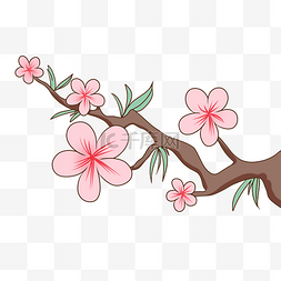 手绘桃花花枝插画