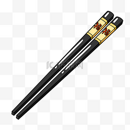 黑色的筷子图片_漂亮的黑色筷子插画
