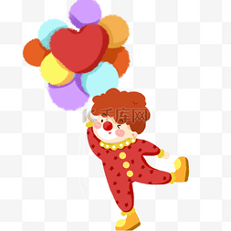 卡通小丑玩气球免抠图