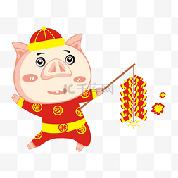 猪年小猪图图片_新年猪5春节过年大红色系卡通PNG
