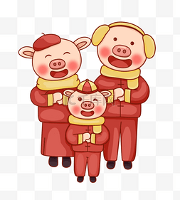 猪年海报插画图片_2019年猪年拜年主题插画