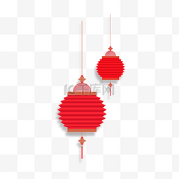 春节过年暖色系红色两个灯笼