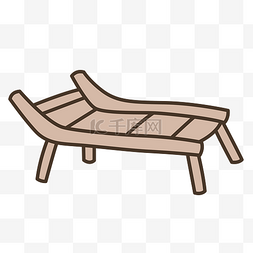 木头手绘图片_卡通手绘矢量躺椅沙滩椅