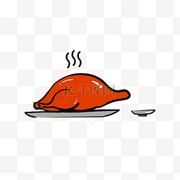 美食餐饮烤鸭插画Q版烤鸭免抠PNG