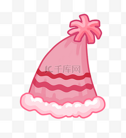 粉色取暖的帽子插画