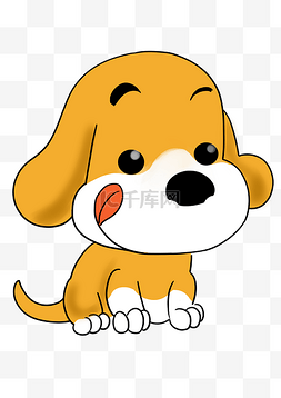 蹲着的小狗图片_可爱的黄色小狗插画