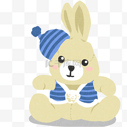 蓝帽子帽子图片_儿童节毛绒玩具兔子