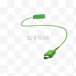 矢量绿色手绘USB线
