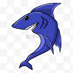 蓝色鲨鱼卡通插画