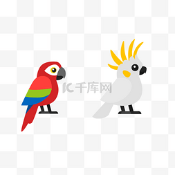 鸟类png图片_卡通鸟类美丽鹦鹉插画