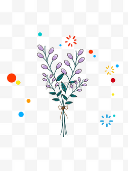 mbe植物图片_MBE紫色花束卡通手绘花卉植物花朵