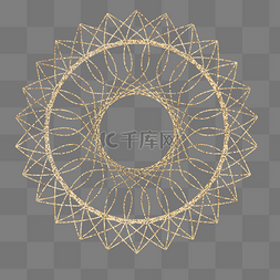 金色对称底纹闪粉圆形线条图案元