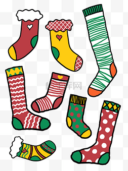 袜子袜子图片_圣诞节装饰袜子卡通可爱元素