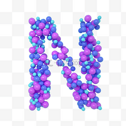 紫色立体字母图片_C4D气球立体字母N元素