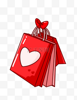 红色的礼物袋图片_手绘情人节礼物袋插画