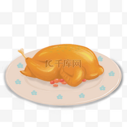 手绘感恩节烤鸡插画