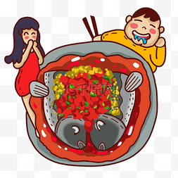 吃货吃播中国美食卡通主题插画4
